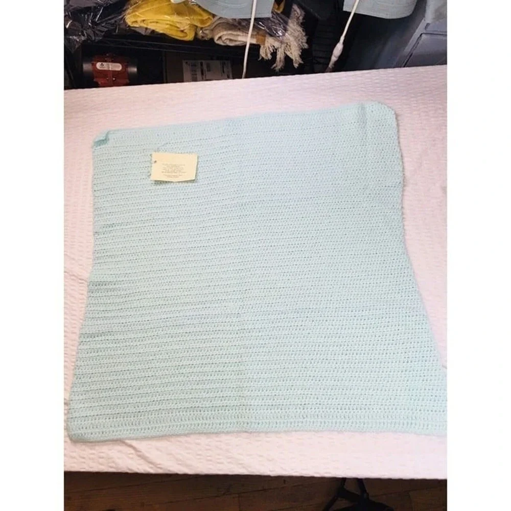 New Handmade Baby Crib Blanket Afghan Blue Green Soft 28x 28 inches‎